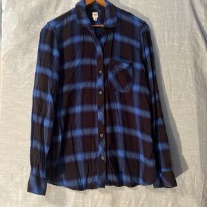 Gap Flannel Shirt Long Sleeve Button Up Blue/Black/Purple Women’s Sz M